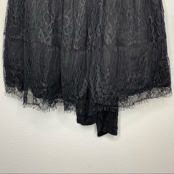 Anthropologie Boho Silk Lined Black Tiered Lace Skirt Size 2 - Picture 6 of 10